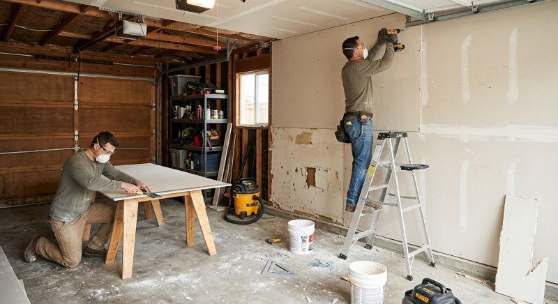 Garage Drywall Replacement in Denver County, CO